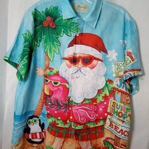Hawaiian Shirts "Vacation is a state of mind" Size Large Santa Surf Beach Shirt